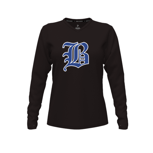 [FTLVCFBK-FYXS-LOGO2] Decker Comfort T-Shirt (Female Youth XS, Black, V Neck, Logo 2, Long Sleeve)