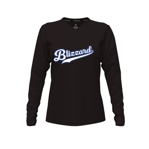 [FTLVPTBK-FYXS-LOGO3] Decker Performance T-Shirt (Female Youth XS, Black, V Neck, Logo 3, Long Sleeve)