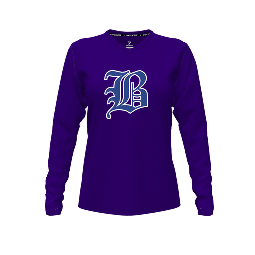 [FTLVPTPP-FYXS-LOGO2] Decker Performance T-Shirt (Female Youth XS, Purple, V Neck, Logo 2, Long Sleeve)