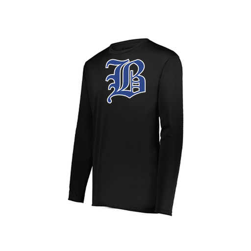 [222823.080.S-LOGO2] Youth LS Smooth Sport Shirt (Youth S, Black, Logo 2)