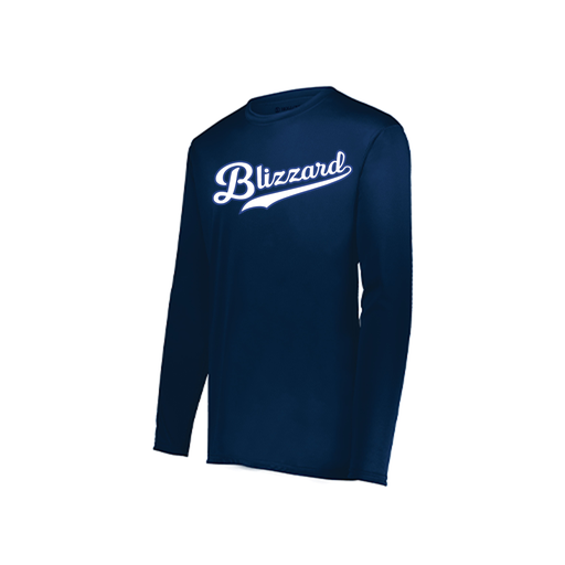 [222823.065.S-LOGO3] Youth LS Smooth Sport Shirt (Youth S, Navy, Logo 3)