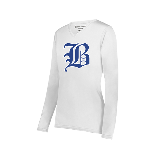 [222824.005.S-LOGO2] Ladies LS Smooth Sport Shirt (Female Adult S, White, Logo 2)