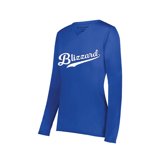 [222824.060.S-LOGO3] Ladies LS Smooth Sport Shirt (Female Adult S, Royal, Logo 3)