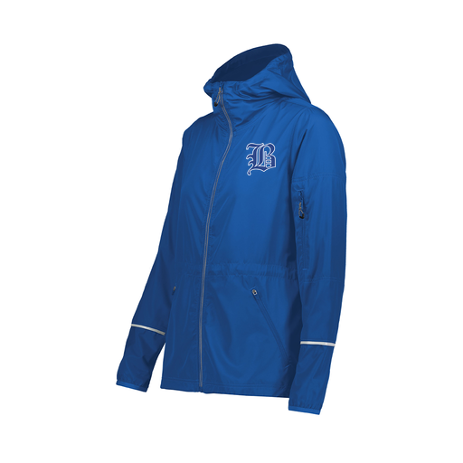 [229782.060.XS-LOGO2] Ladies Packable Full Zip Jacket (Female Adult XS, Royal)